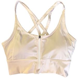 Strappy Padded Sports Bra Front Zip Criss Cross Back Balance Athletica Vitality